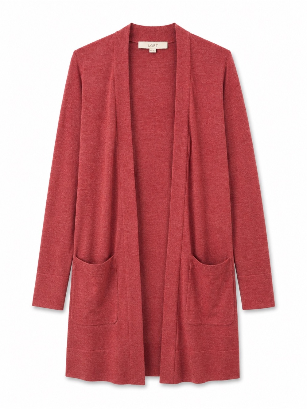 LOFT XXS Raspberry Open Front Long Cardigan Sweater